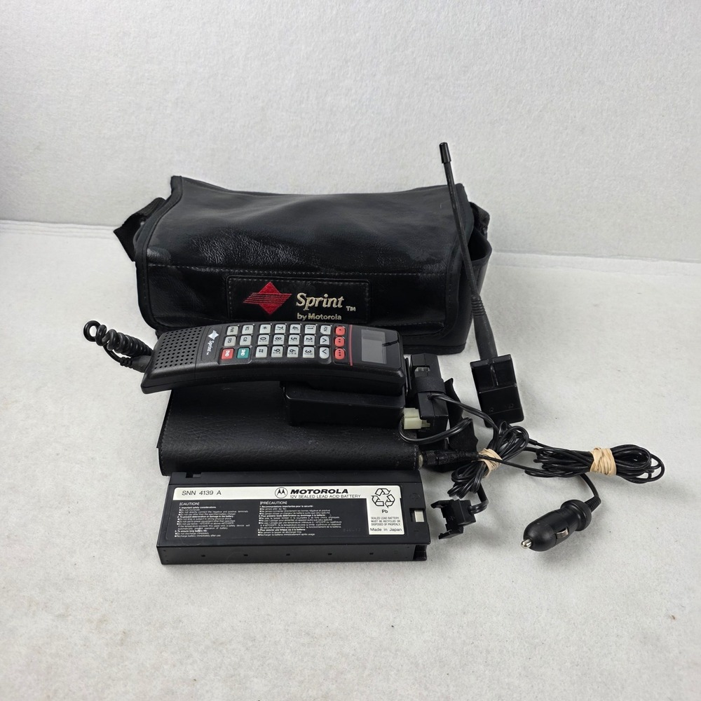 Vintage Sprint Motorola SCN2500A Bag Car Cell Phone Battery Antenna Untested
